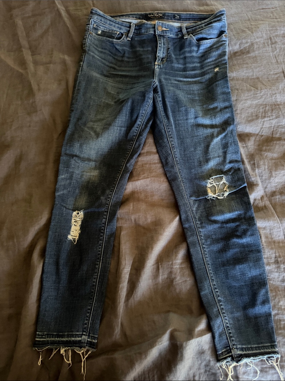 Dark Wash Distressed Ava Women's Jeans - Slim Fit